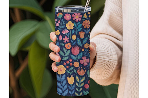 Whimsical Floral 20oz Tumbler Wrap Sublimation DesignSVG 