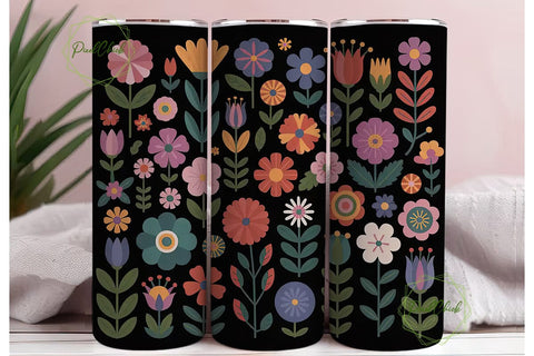 Whimsical Floral 20oz Tumbler Wrap Sublimation PixelChick 