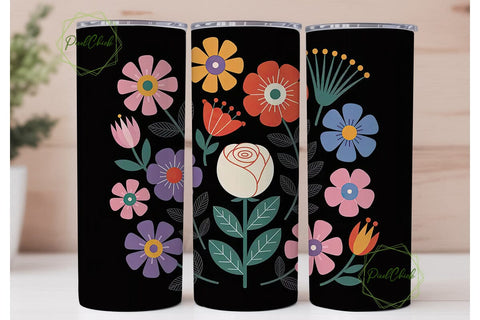 Whimsical Floral 20oz Tumbler Wrap Sublimation PixelChick 