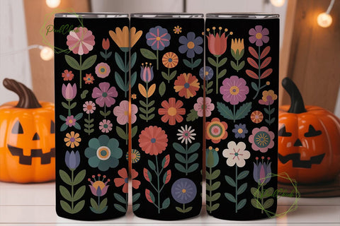 Whimsical Floral 20oz Tumbler Wrap Sublimation PixelChick 