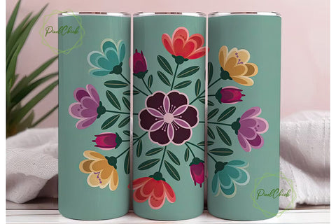 Whimsical Floral 20oz Tumbler Wrap Sublimation PixelChick 