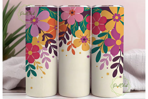Whimsical Floral 20oz Tumbler Wrap Sublimation PixelChick 