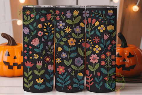 Whimsical Floral 20oz Tumbler Wrap Sublimation PixelChick 