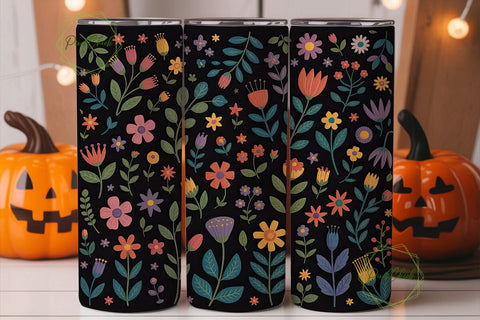 Whimsical Floral 20oz Tumbler Wrap Sublimation PixelChick 