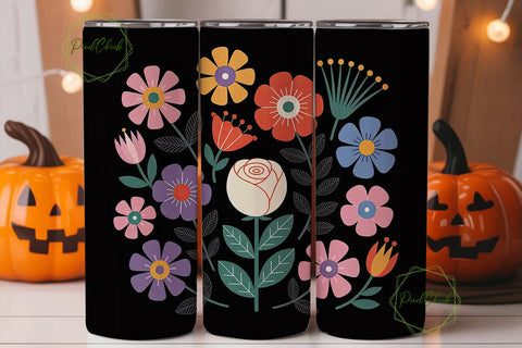 Whimsical Floral 20oz Tumbler Wrap Sublimation PixelChick 