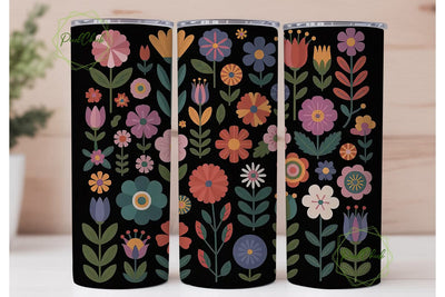 Whimsical Floral 20oz Tumbler Wrap Sublimation PixelChick 