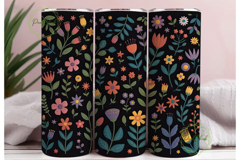 Whimsical Floral 20oz Tumbler Wrap Sublimation PixelChick 