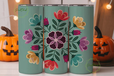 Whimsical Floral 20oz Tumbler Wrap Sublimation PixelChick 