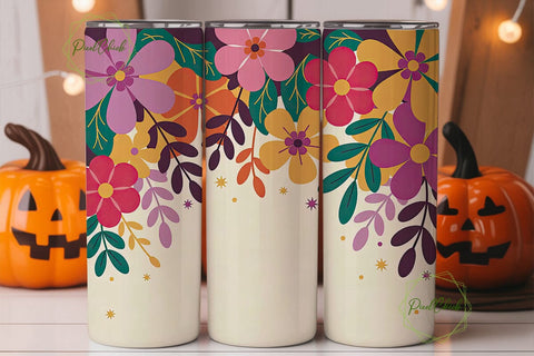 Whimsical Floral 20oz Tumbler Wrap Sublimation PixelChick 
