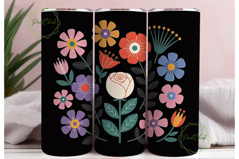 Whimsical Floral 20oz Tumbler Wrap Sublimation PixelChick 