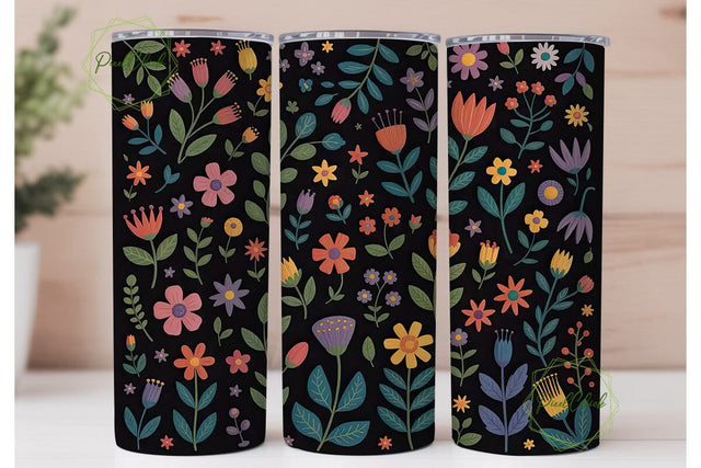 Whimsical Floral 20oz Tumbler Wrap Sublimation PixelChick 
