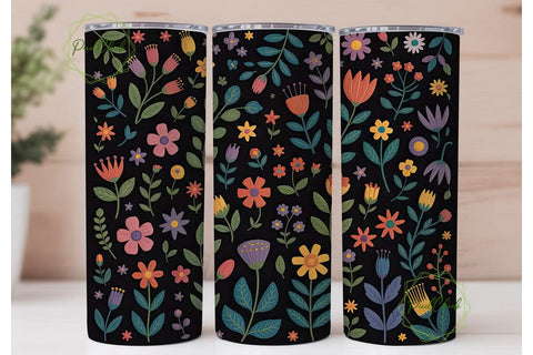 Whimsical Floral 20oz Tumbler Wrap Sublimation PixelChick 
