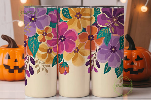 Whimsical Floral 20oz Tumbler Wrap Sublimation PixelChick 