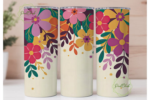 Whimsical Floral 20oz Tumbler Wrap Sublimation PixelChick 