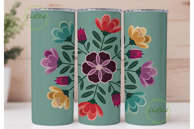 Whimsical Floral 20oz Tumbler Wrap Sublimation PixelChick 