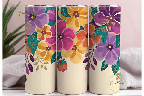 Whimsical Floral 20oz Tumbler Wrap Sublimation PixelChick 
