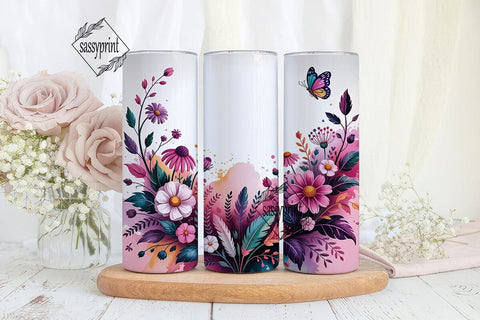 Whimsical Floral 20oz Tumbler Wrap Sublimation sassyprint 