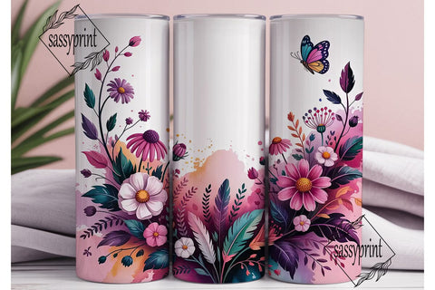 Whimsical Floral 20oz Tumbler Wrap Sublimation sassyprint 