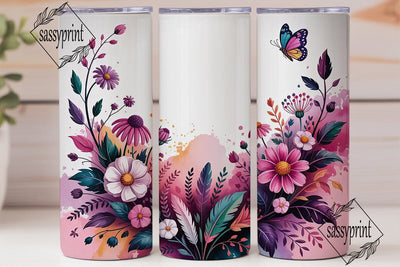Whimsical Floral 20oz Tumbler Wrap Sublimation sassyprint 