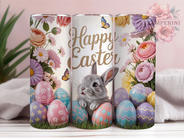 Whimsical Floral Easter Bunny Tumbler, Happy Easter Tumbler, Spring Bunny Wrap, Whimsical Easter Wrap, Country Easter Wrap, Sublimation Design, Trendy Gift Idea Sublimation Li Zamperini 