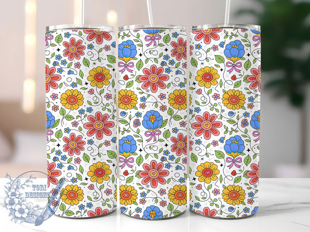 Whimsical Floral Heart 20oz Tumbler Wrap, Floral Heart, Whimsical Charm, Romantic Motif, Elegant Design, Rustic Style, Skinny Tumbler, Sublimation PNG Sublimation ToriDesigns 