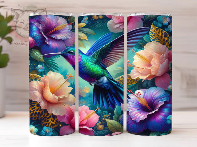 Whimsical Floral Hummingbird Tumbler, Nature Bird Tumbler, Rustic Bird Wrap, Whimsical Hummingbird Wrap, Floral Bird Wrap, Sublimation Design, Trendy Gift Idea Sublimation Lara' s Designs 