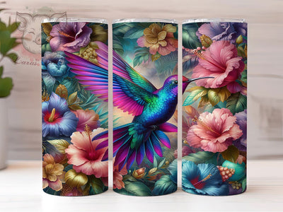 Whimsical Floral Hummingbird Tumbler, Nature Bird Tumbler, Rustic Bird Wrap, Whimsical Hummingbird Wrap, Floral Bird Wrap, Sublimation Design, Trendy Gift Idea Sublimation Lara' s Designs 