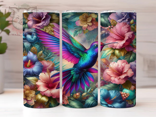 Whimsical Floral Hummingbird Tumbler, Nature Bird Tumbler, Rustic Bird Wrap, Whimsical Hummingbird Wrap, Floral Bird Wrap, Sublimation Design, Trendy Gift Idea Sublimation Lara' s Designs 