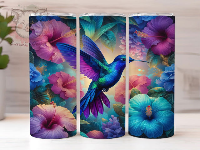 Whimsical Floral Hummingbird Tumbler, Nature Bird Tumbler, Rustic Bird Wrap, Whimsical Hummingbird Wrap, Floral Bird Wrap, Sublimation Design, Trendy Gift Idea Sublimation Lara' s Designs 