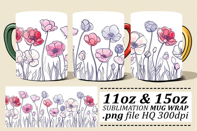 Whimsical Floral Mug Sublimation Sublimation afrosvg 