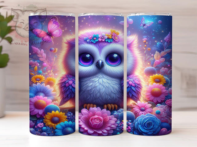 Whimsical Floral Owl Tumbler Wrap, Floral Bird Tumbler, 20oz Cute Animal Design, Whimsical Owl Sublimation, Botanical Bird Tumbler, Owl Lover Gift, Flower Garden Tumbler Wrap Sublimation Lara' s Designs 