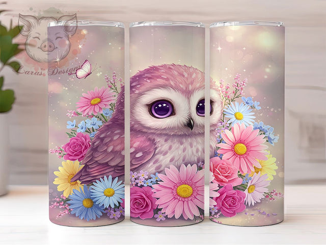 Whimsical Floral Owl Tumbler Wrap, Floral Bird Tumbler, 20oz Cute Animal Design, Whimsical Owl Sublimation, Botanical Bird Tumbler, Owl Lover Gift, Flower Garden Tumbler Wrap Sublimation Lara' s Designs 