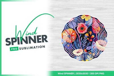 Whimsical floral pattern with wind spinner motifs Sublimation Regulrcrative 