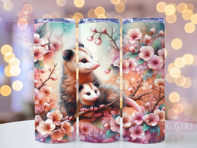 Whimsical Floral Possum Tumbler, Floral Possum Tumbler, Whimsical Animal Wrap, Rustic Possum Wrap, Cute Wildlife Wrap, Sublimation Design, Trendy Gift Idea Sublimation SvggirlplusArt 