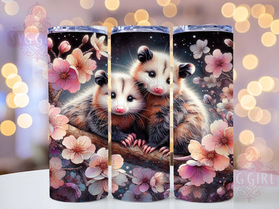 Whimsical Floral Possum Tumbler, Floral Possum Tumbler, Whimsical Animal Wrap, Rustic Possum Wrap, Cute Wildlife Wrap, Sublimation Design, Trendy Gift Idea Sublimation SvggirlplusArt 