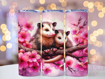 Whimsical Floral Possum Tumbler, Floral Possum Tumbler, Whimsical Animal Wrap, Rustic Possum Wrap, Cute Wildlife Wrap, Sublimation Design, Trendy Gift Idea Sublimation SvggirlplusArt 