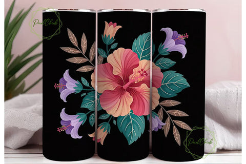 Whimsical Floral Tumbler Wrap PNG Sublimation PixelChick 