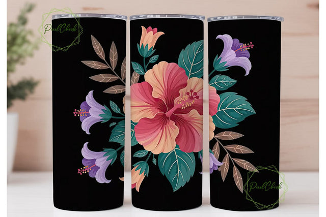 Whimsical Floral Tumbler Wrap PNG Sublimation PixelChick 