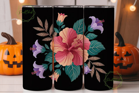 Whimsical Floral Tumbler Wrap PNG Sublimation PixelChick 