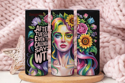 Whimsical Floral Woman 20oz Tumbler Sublimation DesignSVG 