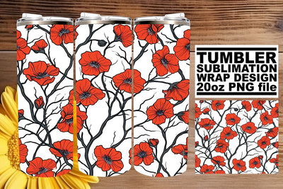 Whimsical Flower Pattern Tumbler Wrap - 20oz Sublimation afrosvg 
