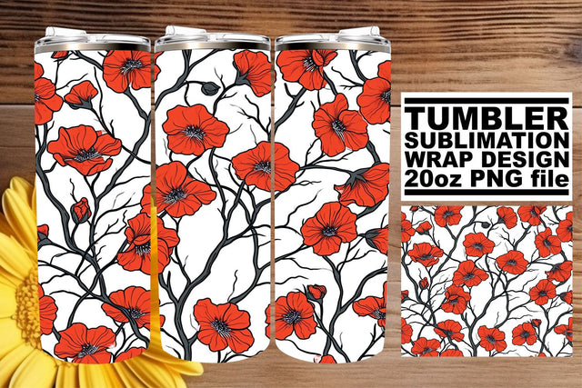 Whimsical Flower Pattern Tumbler Wrap - 20oz Sublimation afrosvg 