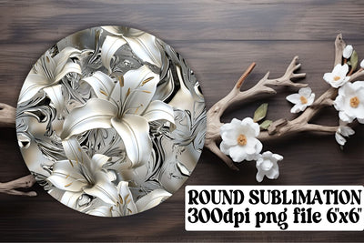 Whimsical Flower Round Decor Collection: Keychain, Coaster, Circle Designs Sublimation afrosvg 