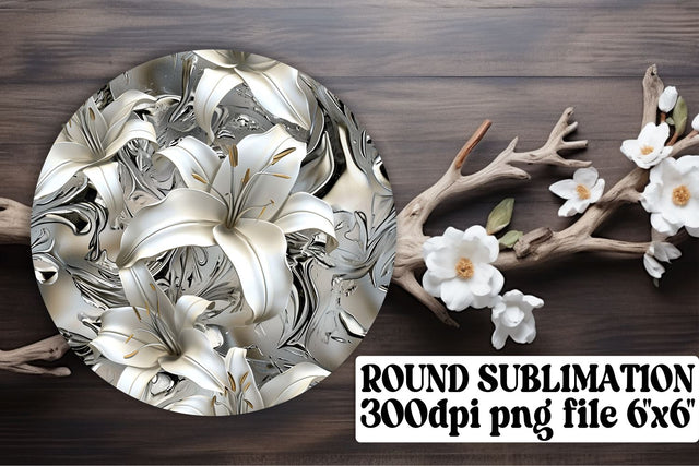 Whimsical Flower Round Decor Collection: Keychain, Coaster, Circle Designs Sublimation afrosvg 