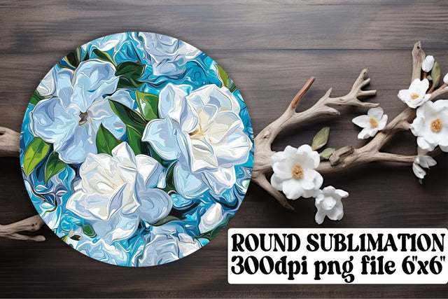 Whimsical Flower Round Decor Set: Keychain, Coaster, Circle Designs Sublimation afrosvg 