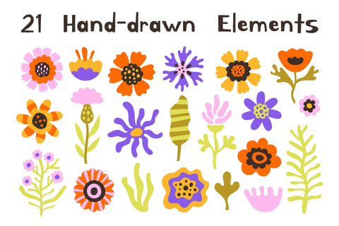 Whimsical Flowers PNG Clipart Sublimation Rin Green 