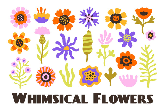 Whimsical Flowers PNG Clipart Sublimation Rin Green 