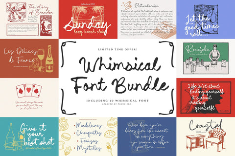 Whimsical Font Bundle - 10 Fonts Font Timur type 