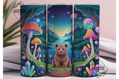 Whimsical Forest Bear 20oz Tumbler Wrap Sublimation sassyprint 
