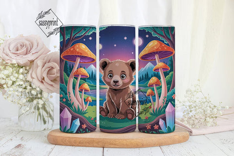 Whimsical Forest Bear 20oz Tumbler Wrap Sublimation sassyprint 